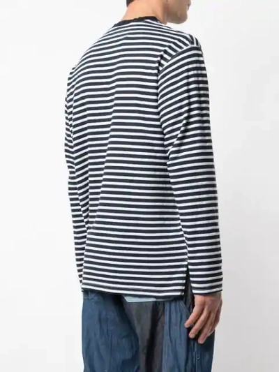 Shop Engineered Garments Striped Longsleeved T-shirt In Blue