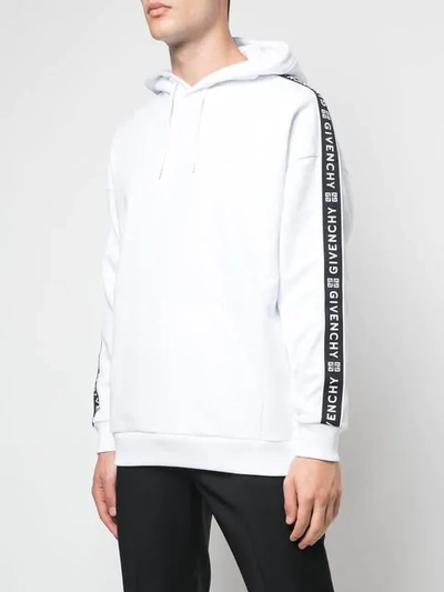 Shop Givenchy Branded Hoodie In 100 White