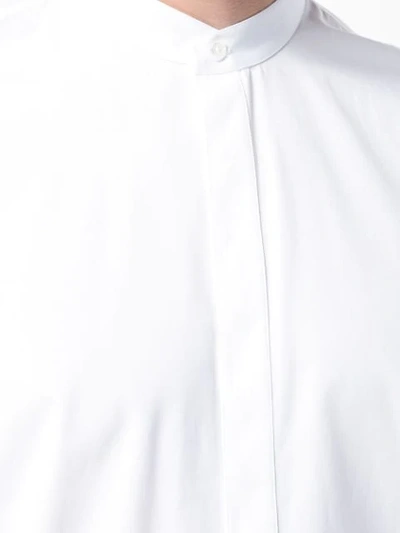 Shop Jil Sander Draped Detail Collarless Shirt In White