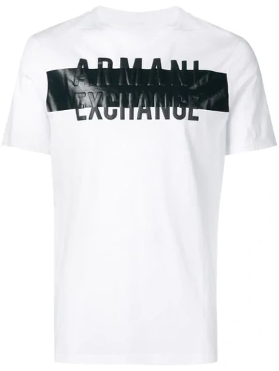 Shop Armani Exchange Logo Patch Stripe T In White
