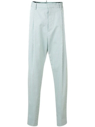 DSQUARED2 CHECKED HIGH WAIST TROUSERS - 绿色