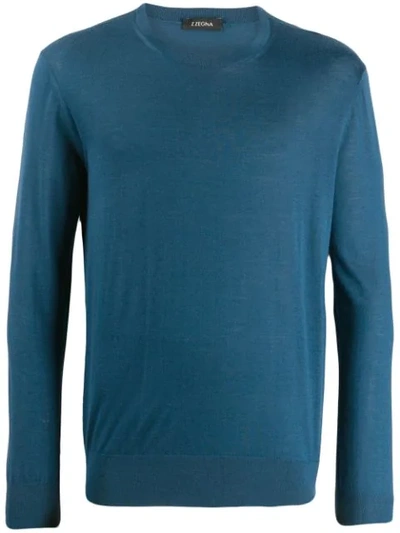 Shop Z Zegna Crew Neck Sweater In Blue