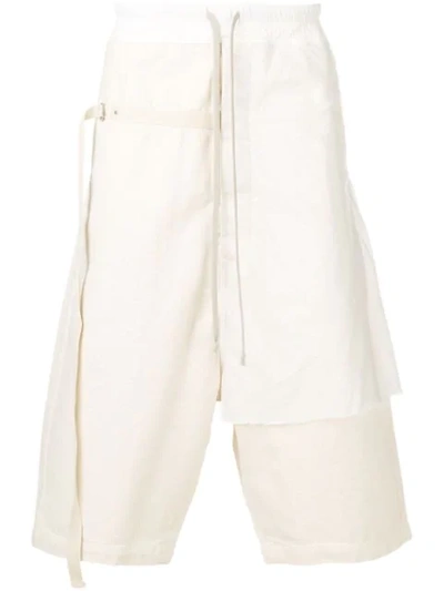 Shop Rick Owens Drkshdw Layered Track Shorts In Neutrals