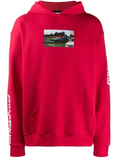 Shop Styland Photo Print Hoodie In Red