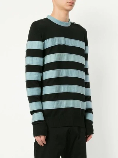 BALMAIN STRIPED APPLIQUÉS JUMPER - 黑色