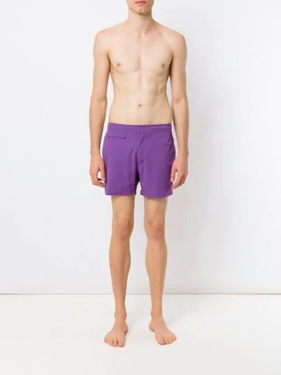 Shop Amir Slama Mid Rise Swim Shorts In Purple
