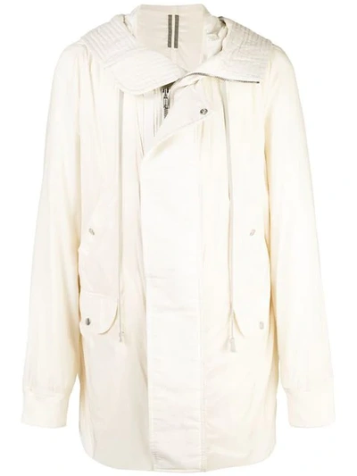 Shop Rick Owens Drkshdw Zipped Hooded Parka Coat In Neutrals