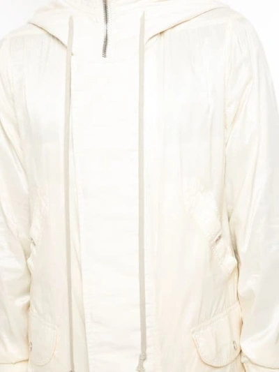 Shop Rick Owens Drkshdw Zipped Hooded Parka Coat In Neutrals