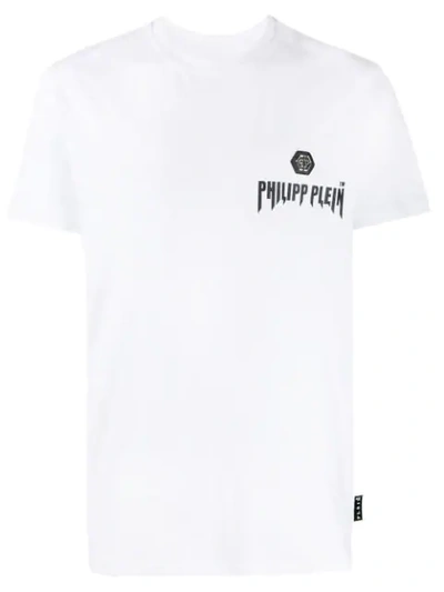 Shop Philipp Plein Statement Logo Print T-shirt In White
