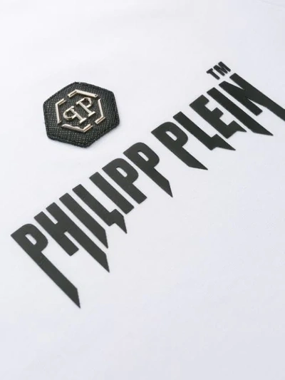 Shop Philipp Plein Statement Logo Print T-shirt In White
