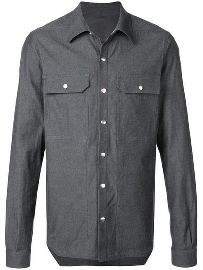 Shop Rick Owens Chest Pocket Shirt In Grey