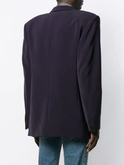 Shop Balenciaga Square-shoulder Blazer Jacket In Blue