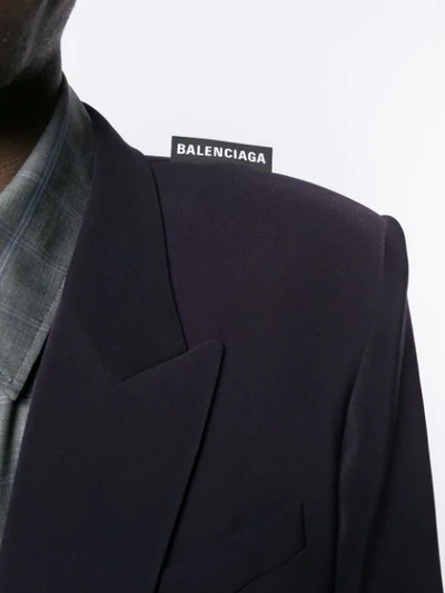 Shop Balenciaga Square-shoulder Blazer Jacket In Blue