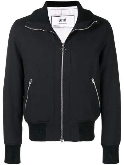 Shop Ami Alexandre Mattiussi Funnel Neck Zipped Jacket In Black