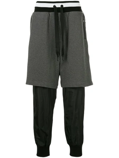 Shop Dolce & Gabbana Layered Track Pants In Grey