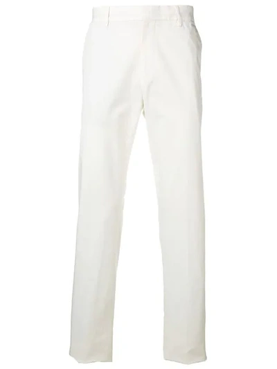 Shop Ermenegildo Zegna Formal Straight Leg Trousers In White