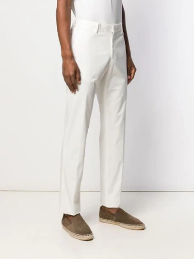 Shop Ermenegildo Zegna Formal Straight Leg Trousers In White