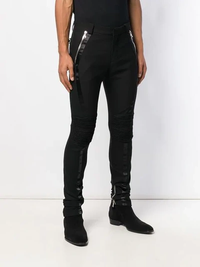 Shop Balmain Skinny Biker Trousers In Black