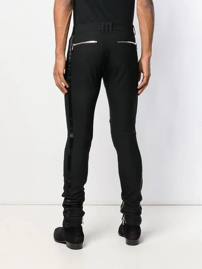 Shop Balmain Skinny Biker Trousers In Black