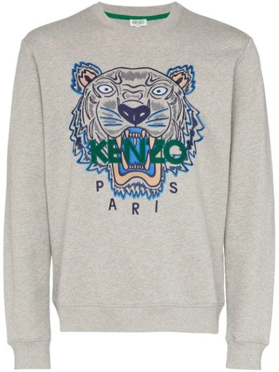 Shop Kenzo Embroidered Tiger Sweatshirt In Green