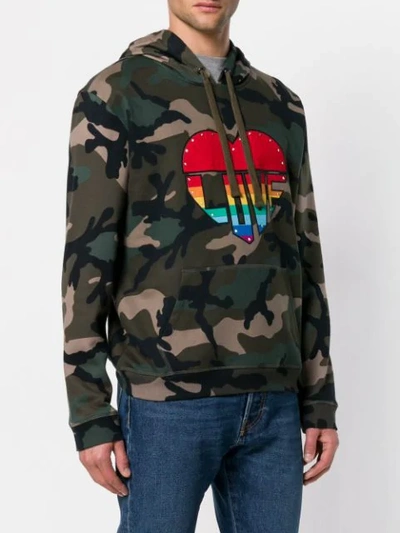 Shop Valentino Love Camouflage Hoodie In Green