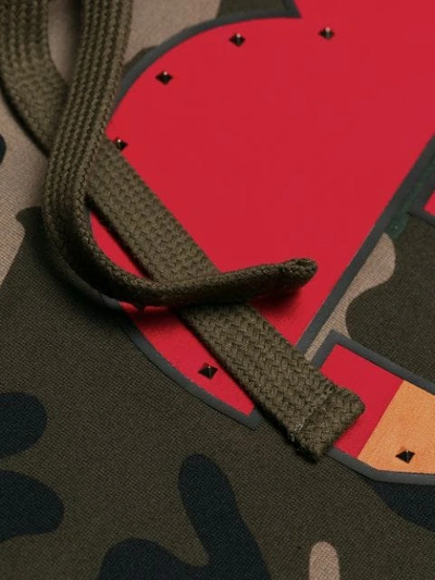 Shop Valentino Love Camouflage Hoodie In Green