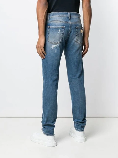 Shop Dolce & Gabbana Distressed Slim-fit Jeans In S9001 Combined Colour