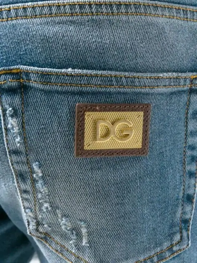 Shop Dolce & Gabbana Distressed Slim-fit Jeans In S9001 Combined Colour