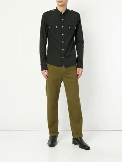 Shop Balmain Fitted Military Style Shirt - Black