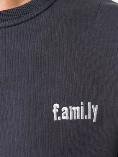 Shop Ami Alexandre Mattiussi Crew Neck Sweatshirt White Family Embroidery In Blue