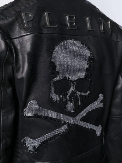 Shop Philipp Plein Skull Biker Jacket In Black