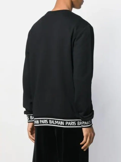 Shop Balmain Logo Printed Sweatshirt In Black