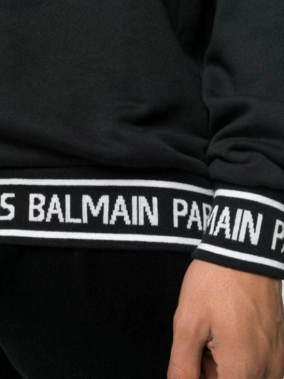 Shop Balmain Logo Printed Sweatshirt In Black