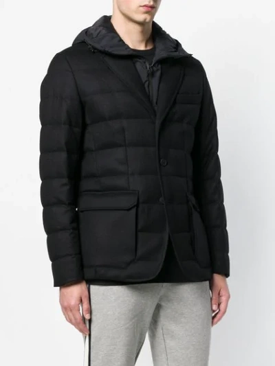 Shop Moncler Hooded Padded Blazer In Black