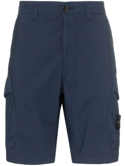 Shop Stone Island Utility Pocket Cargo Shorts In Blue