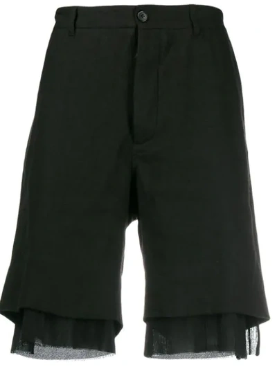Shop Ann Demeulemeester Layered Hem Shorts - Black