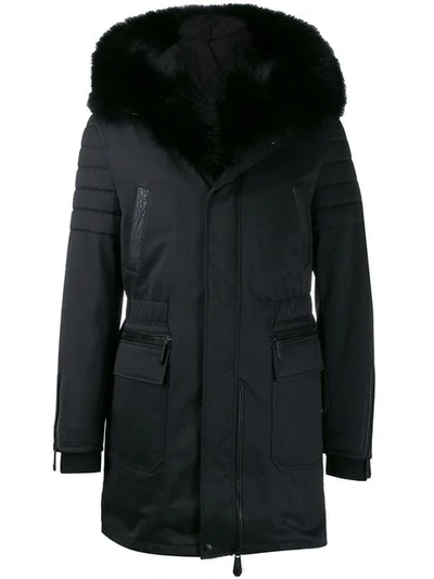 Shop Philipp Plein Zipped Parka Coat In Black