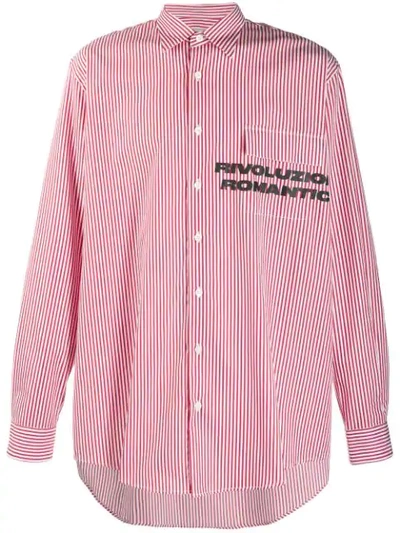 Shop Paura 'revoluzione Romantica' Printed Shirt - Red
