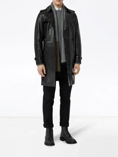 Shop Burberry Lambskin Trench Coat In Black