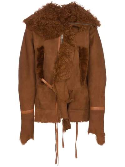 Shop Bed J.w. Ford Shearling Trimmed Suede Leather Jacket In Brown