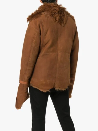 Shop Bed J.w. Ford Shearling Trimmed Suede Leather Jacket In Brown
