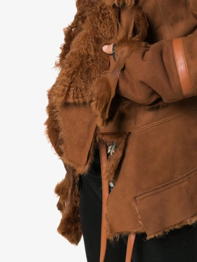 Shop Bed J.w. Ford Shearling Trimmed Suede Leather Jacket In Brown