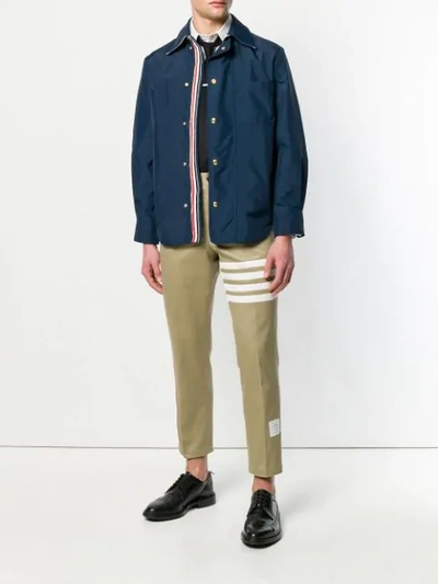 Shop Thom Browne Nylon Tech Zip-up Overshirt In Blue