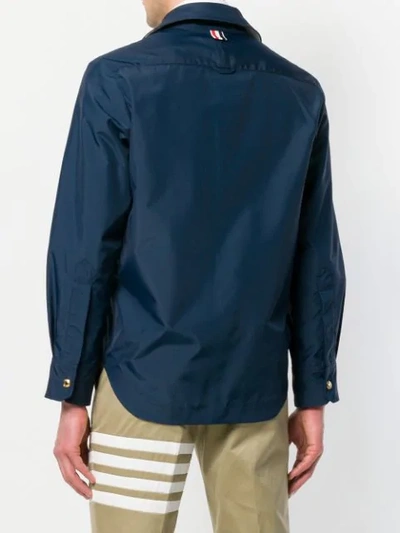 Shop Thom Browne Nylon Tech Zip-up Overshirt In Blue