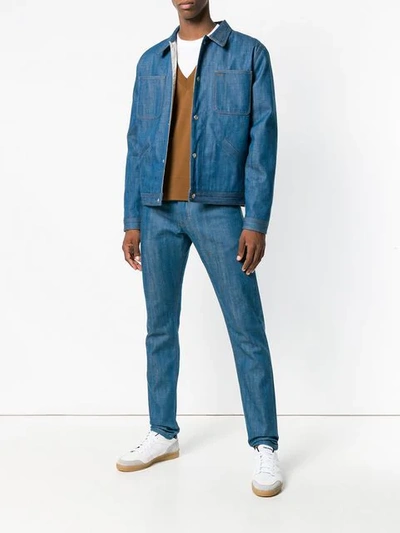 Shop Ami Alexandre Mattiussi Buttoned Denim Jacket In Blue