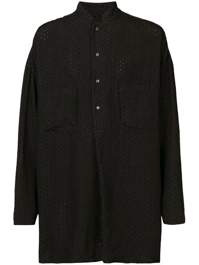 Shop Forme D'expression Embroidered Pullover Shirt In Black