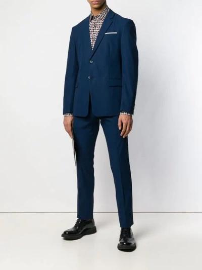 Shop Prada Two Button Suit In Blue