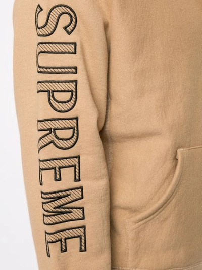 Shop Supreme Embroidered Logo Hoodie In Brown