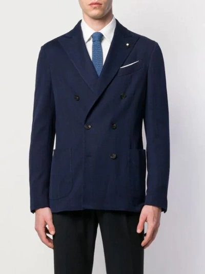 Shop Lardini Double-breasted Blazer - Blue