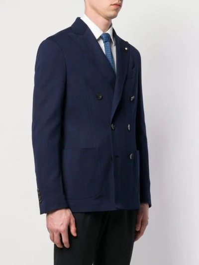 Shop Lardini Double-breasted Blazer - Blue